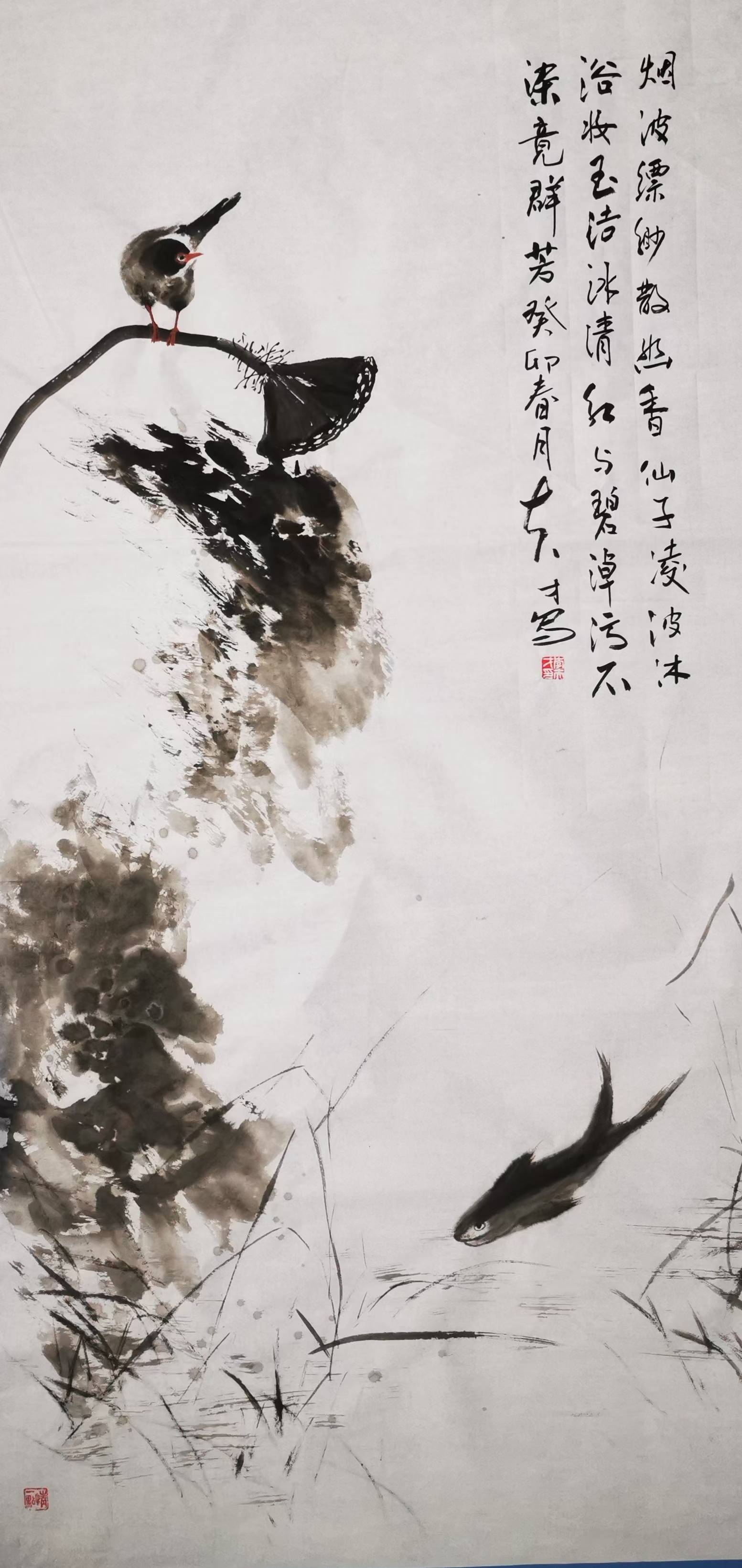 画家李夫才,谷雨新作_荷花_牡丹_白水