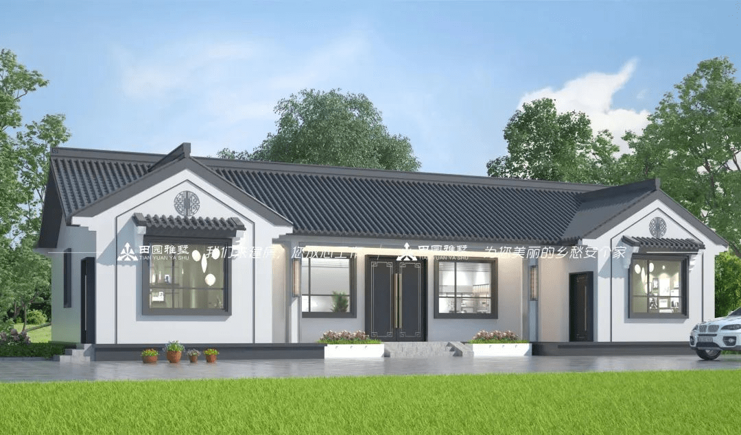 1m×10.2m一层中式农村别墅设计_建筑_风格_后期