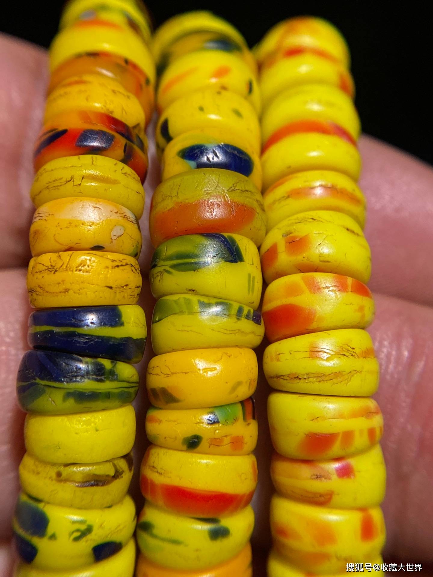 西亚 千年:绞胎点彩 老琉璃 项链_珠子_质感_包浆