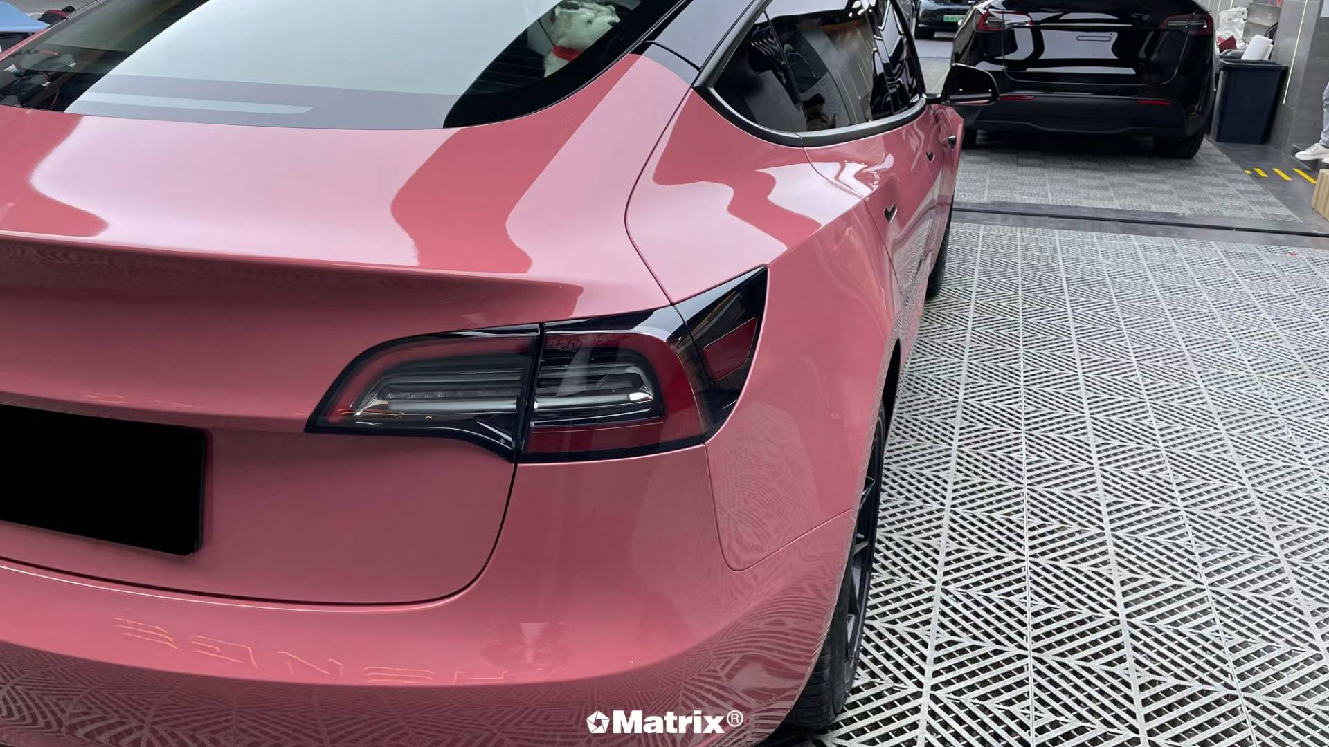 【正版】特斯拉model3矩阵matrix摩根石红改色膜,少女心淡粉色_宝石