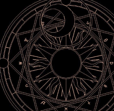 水瓶座的专属魔法阵并不复杂,正中央像是眼睛一般的形状,在星空一样的