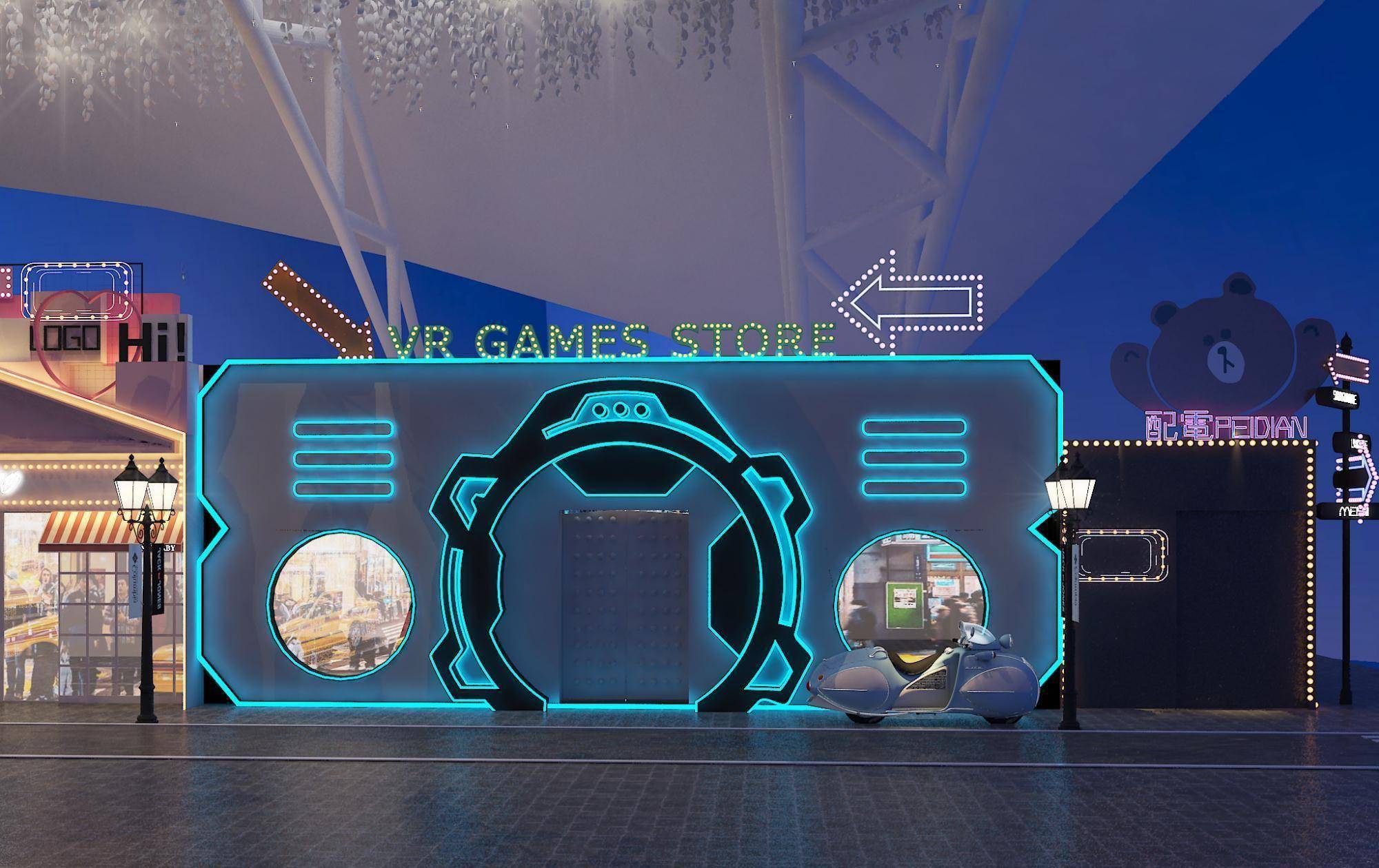 沈阳塔湾夜市精品屋设计效果图_灯光_装饰_街道