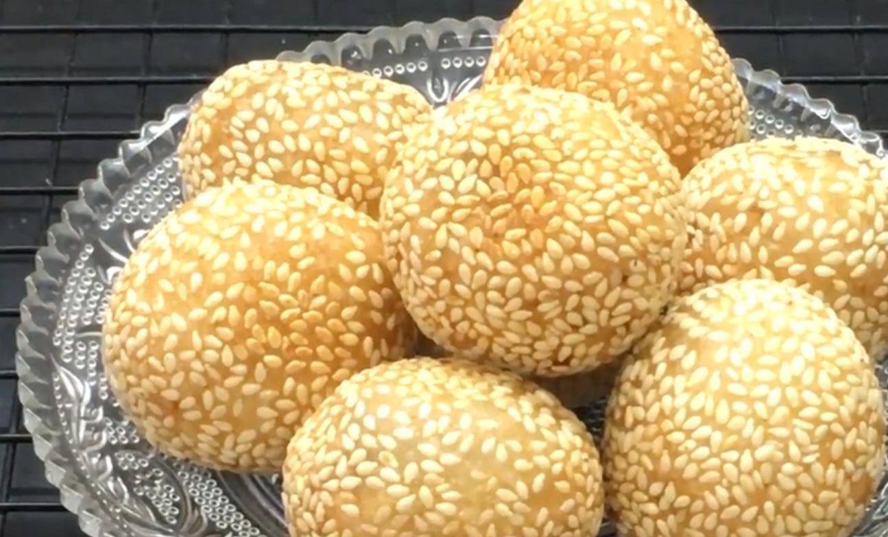 空心麻团,零失败做法,不开裂,不回缩,酥脆香软糯_步骤_面团_小时候