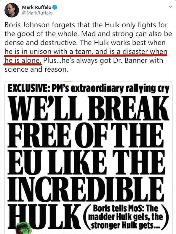 约翰逊自比绿巨人遭群嘲,扮演者马克叔实名"打假"