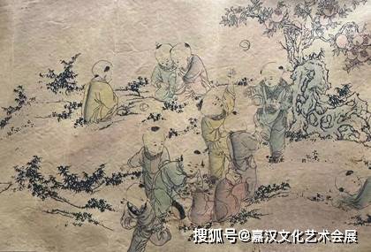 一线国际大拍重推人物长卷画作:杨寿平款百子图