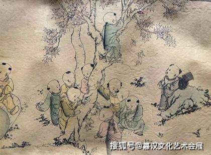 一线国际大拍重推人物长卷画作:杨寿平款百子图