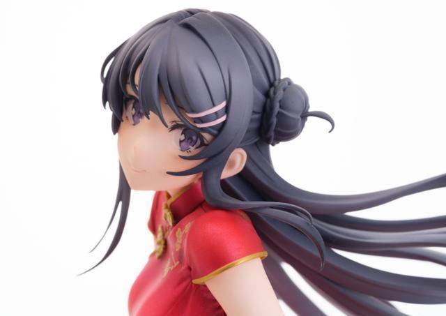 兔女郎学姐樱岛麻衣旗袍手办样品少了灵魂级的袜子也不影响骗氪_超