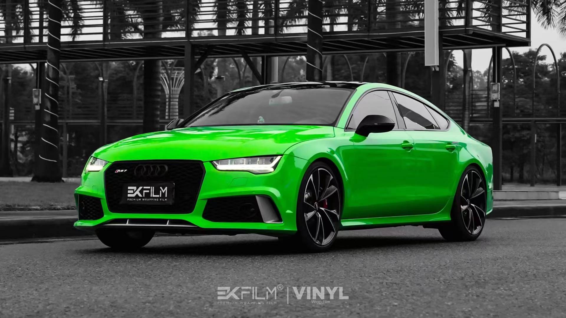 奥迪a7-ekfilm改色膜pet蝰蛇绿,满满的夏日清新气息