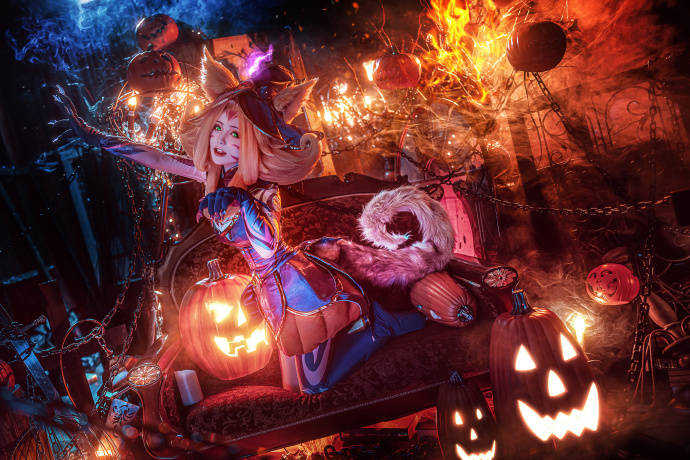 cos:英雄联盟魅惑女巫妮蔻cosplay正片9p-六二二同学_伊喵_白嫖_部落