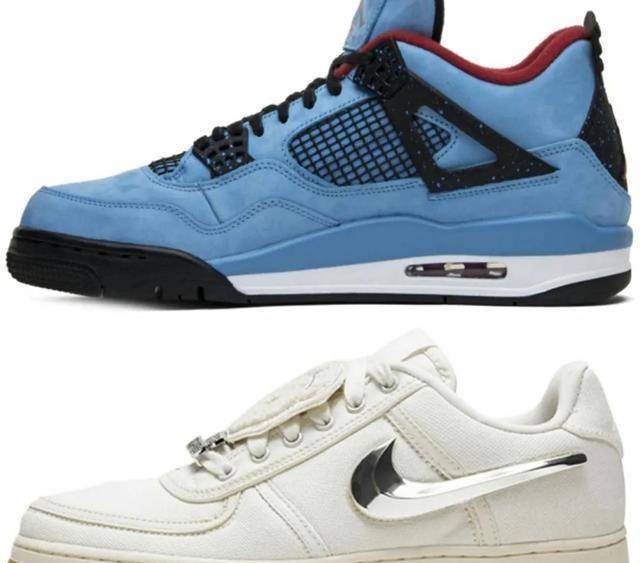 网图后跟标识运用的是travisscott喜爱的厂牌,仔细看脚上那双明