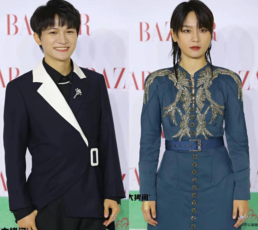 杨幂大波浪裙显气质,钟楚曦黑裙白纱妆容明艳,景甜让人眼前一亮_西装