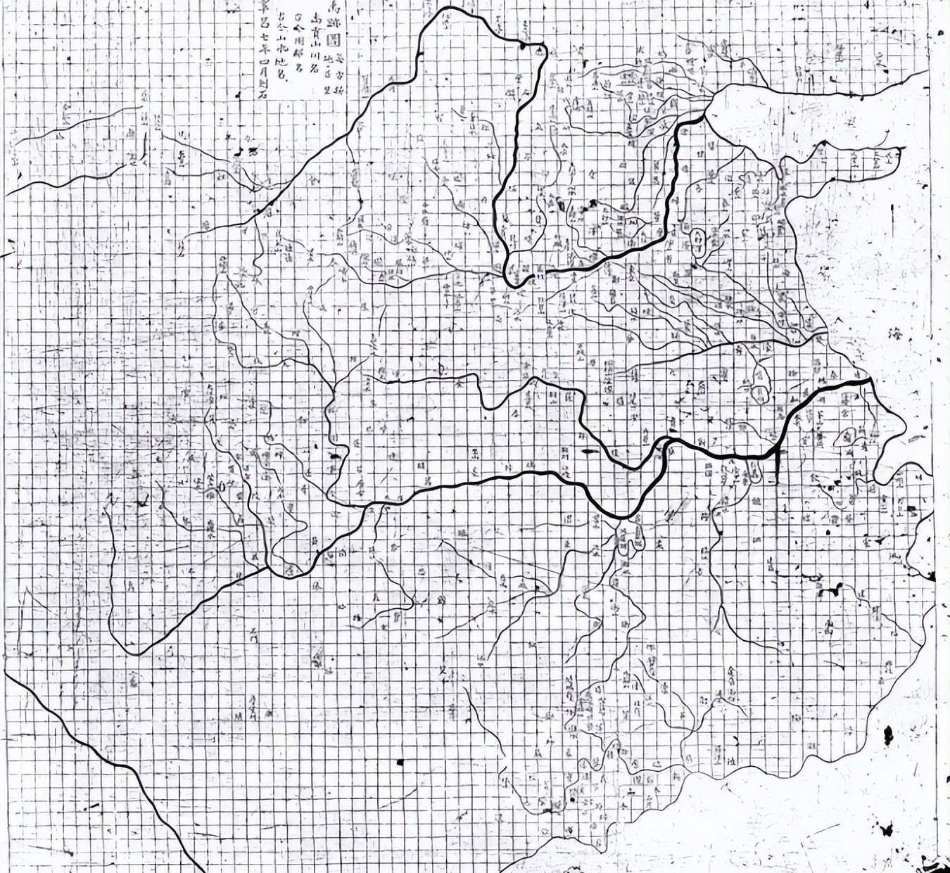 按照计里画方的手法进行绘制,和《海内华夷图》不同,《禹迹图》主要