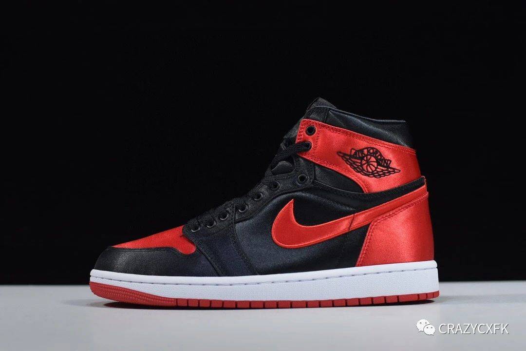 乔丹air jordan aj1 retro high satin bred 黑红禁穿丝绸篮球鞋_红色