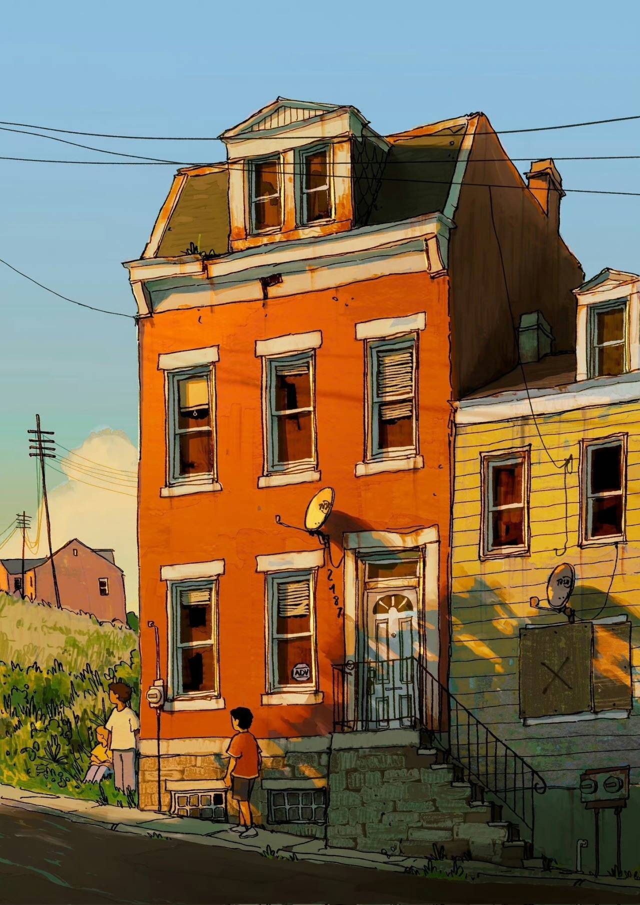 知言合一教育艺术家分享|喜欢他画中黄昏下的街道,平淡舒适的生活