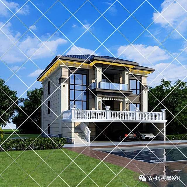 架空层自建房别墅,好看又实用,有车库带储藏室回乡建房优选_农村_设计