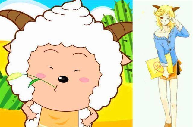 《喜羊羊》唯美风拟人化,懒羊羊秒变女装大佬,红太狼更妩媚窈窕_灰太