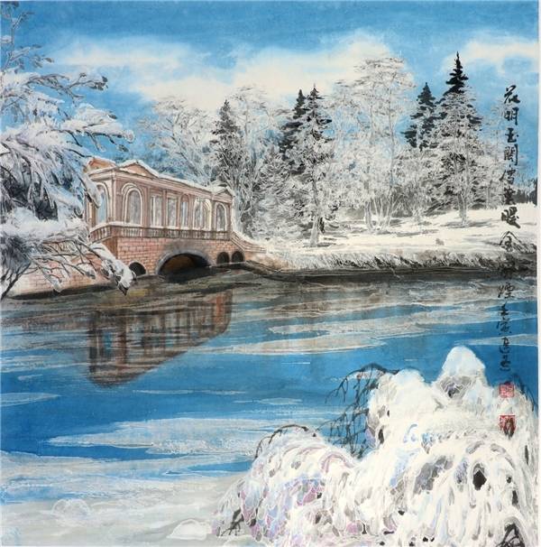 北国风光:走入吕延冬眼中的彩墨冰雪世界_艺术_作品_绘画