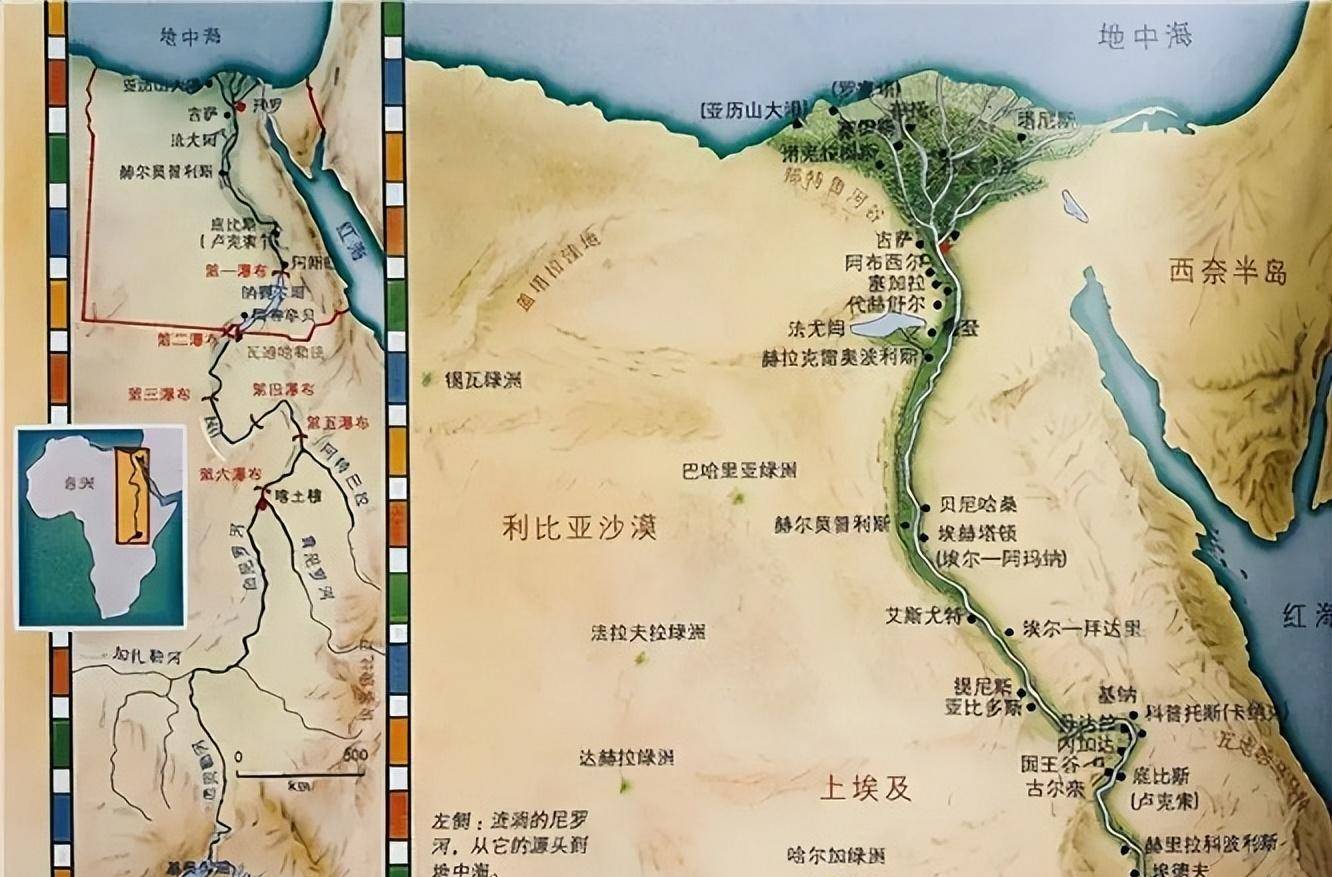 在埃及,尼罗河的两侧是大片的沙漠,而红海与西奈山又将埃及与亚洲分开