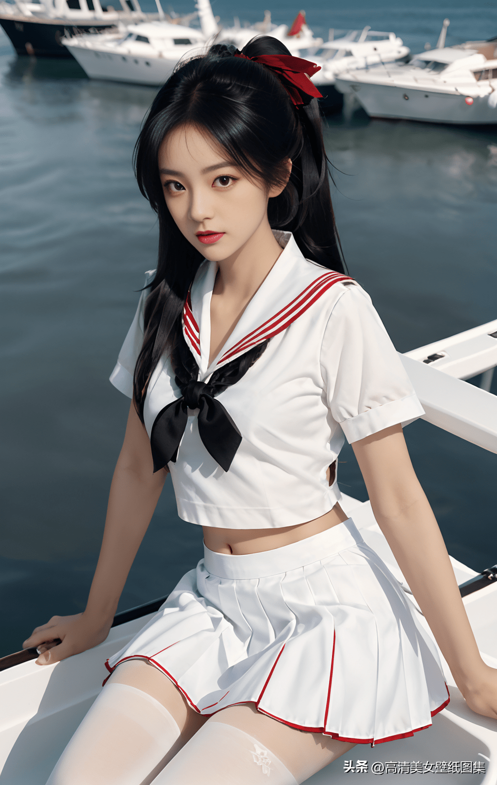 身穿洁白jk水手服的美女小姐姐,完美的身材与颜值让人心动_镜头_女神