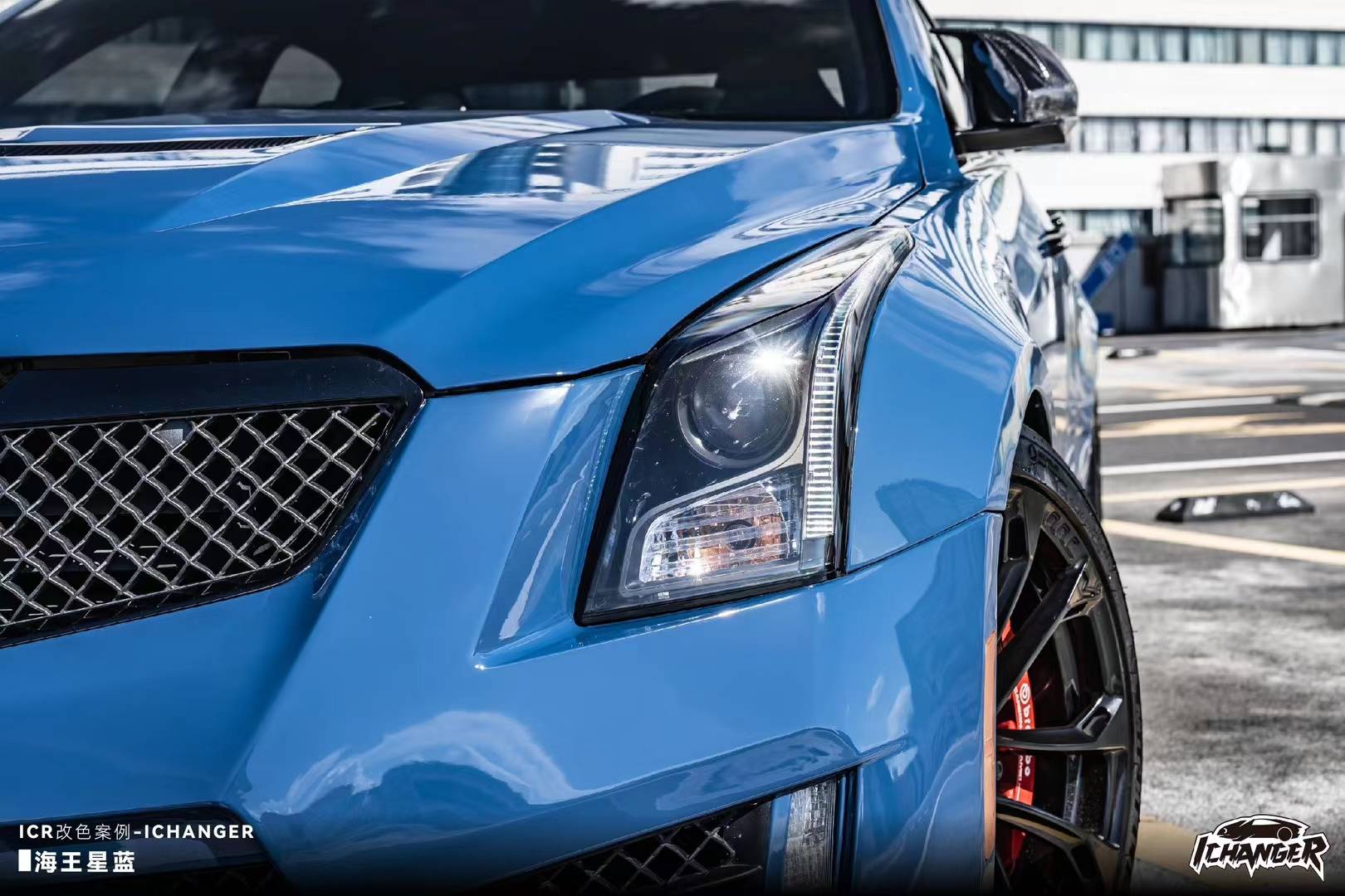 凯迪拉克ats-ichanger改色膜海王星蓝,呈现出迷人的蓝色