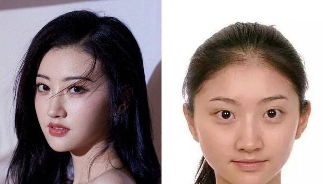 不过五官比例还是很好看的,额头处的发际线有点小奇怪~刘诗诗的证件照