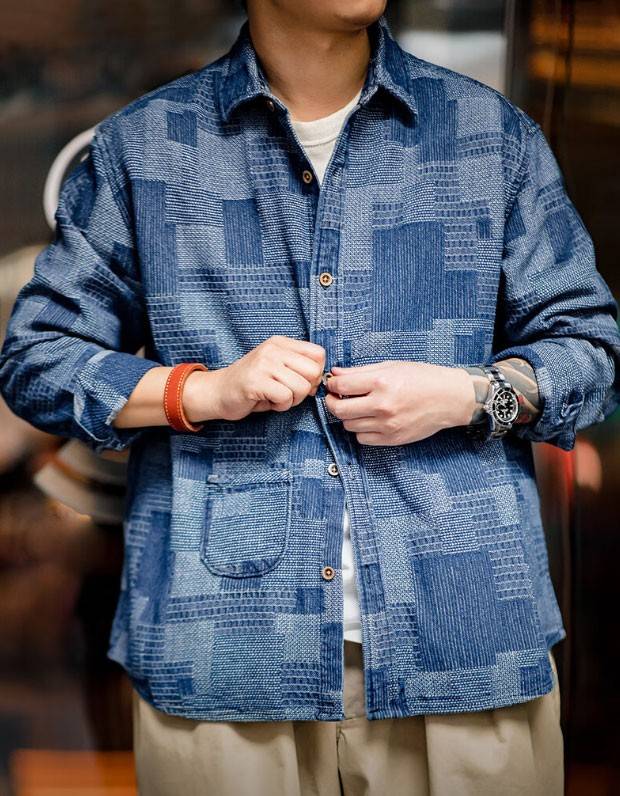 美式复古搭配boro风的魅力,这件牛仔衬衫,让你轻松酷帅整个秋季_时尚