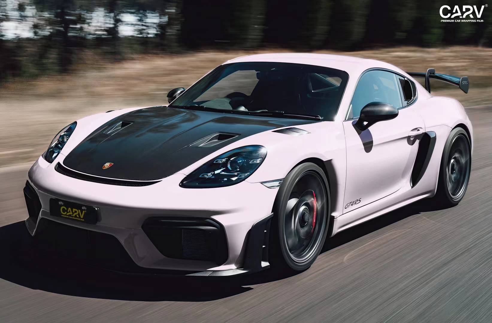 保时捷gt4rs卡孚改色膜白金曼塔紫,仙境飘扬