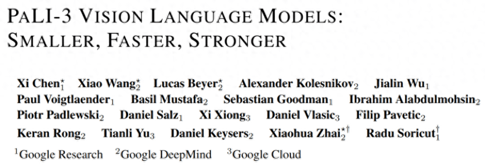 谷歌视觉语言模型PaLI-3问世，参数仅5B，更小、更快、更强