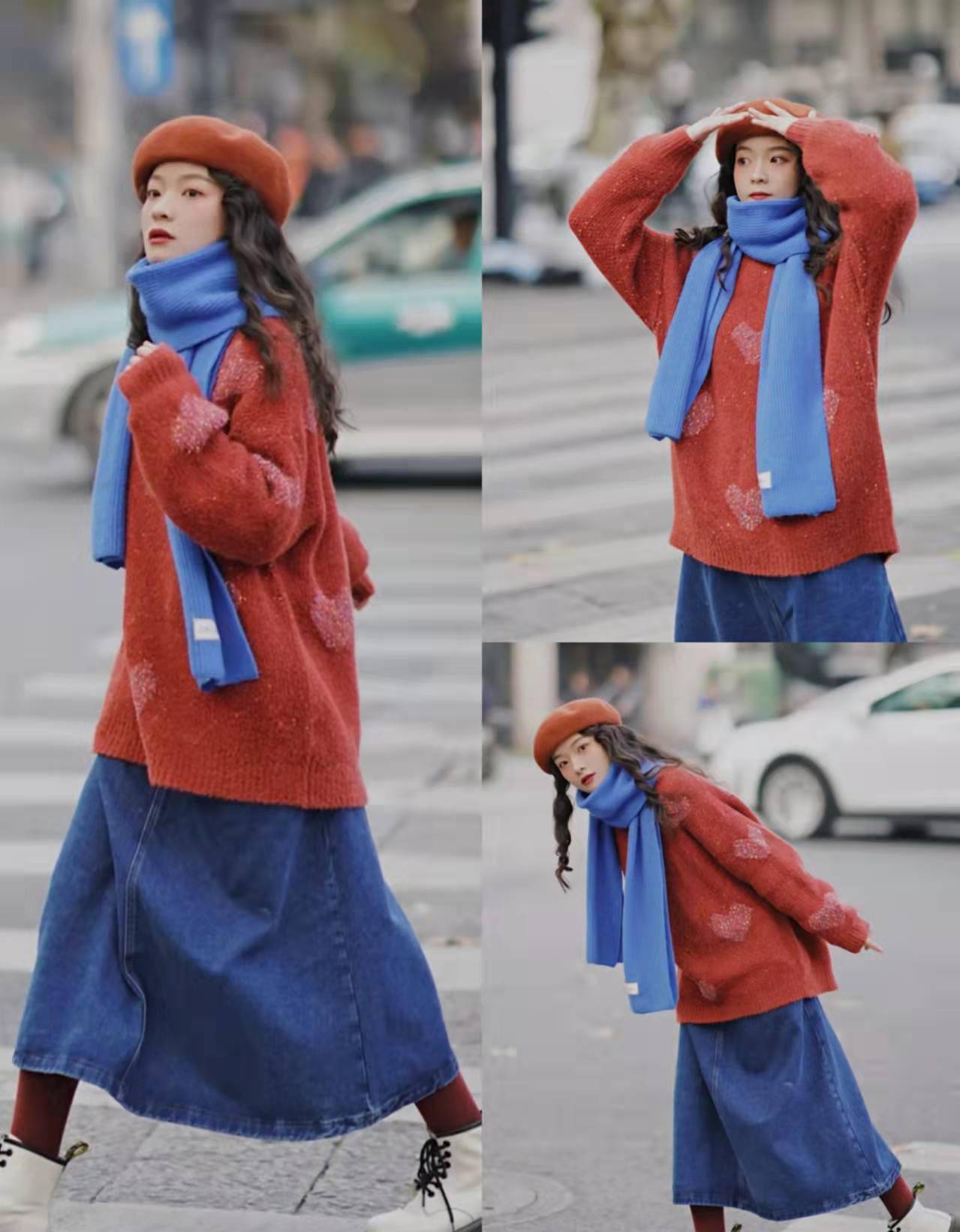 自古红蓝出cp,"红蓝"撞色穿搭美翻了,经典配色果然复古又大气_红色