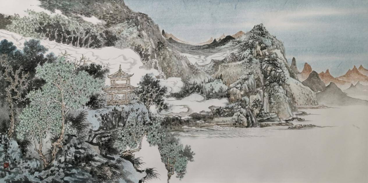 深圳青年画家王建山水画佳作品鉴_笔墨_形态_名山大川