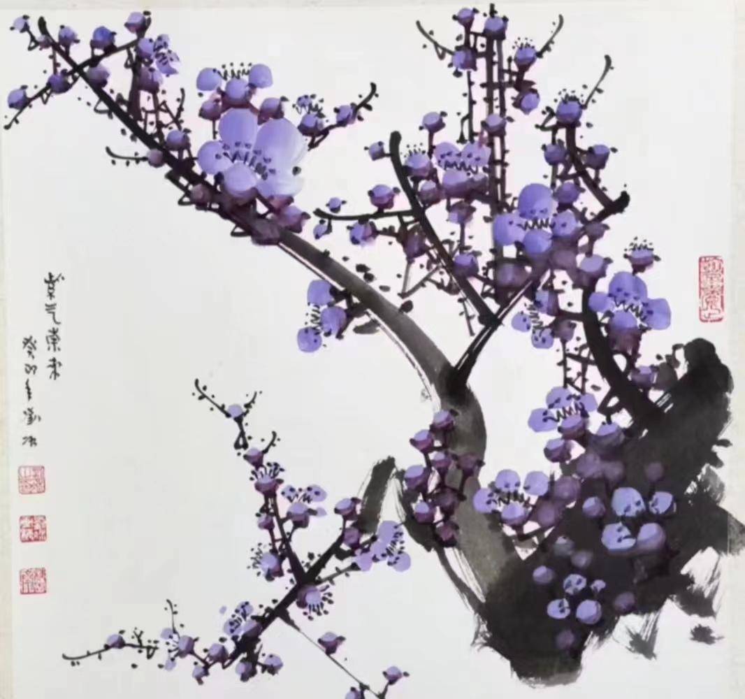 国画大家董寿平,岭南画派画梅大家关山月,当代画梅大家王成喜画梅技法