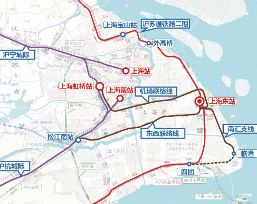 未来上海东站将引入沪苏通铁路二期,沪乍杭铁路,沪苏湖铁路,沪宁沿江