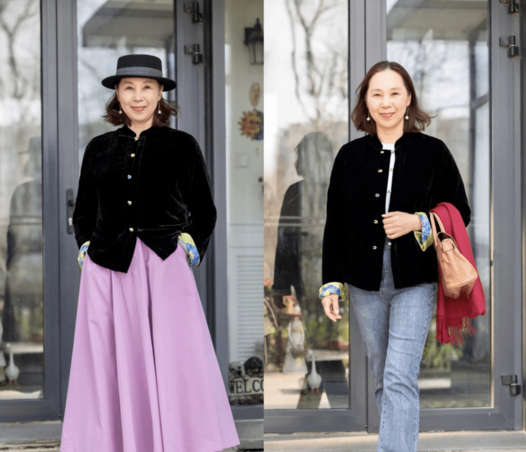 这些才是最适合60岁女性的穿搭,不装嫩,不老气,舒适又高级_外套_黑色