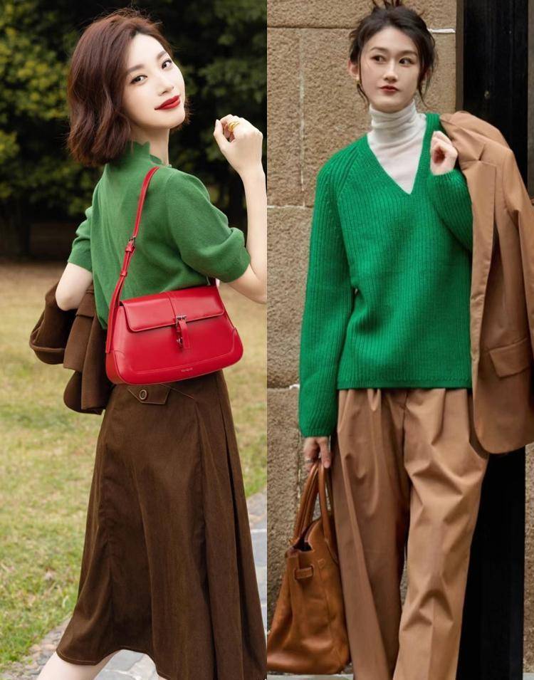 "棕色"衣服怎么搭配才好看?秋天建议搭配绿色,复古又不失都市感