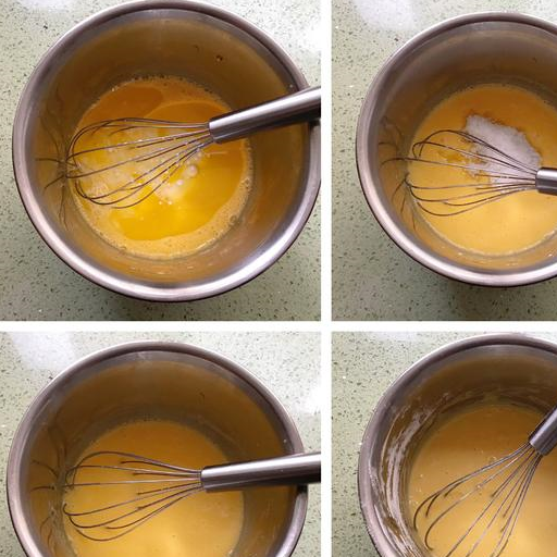 蛋白中加入20克白糖,再滴入几滴柠檬汁或者白醋后,先打发至鱼眼泡状态