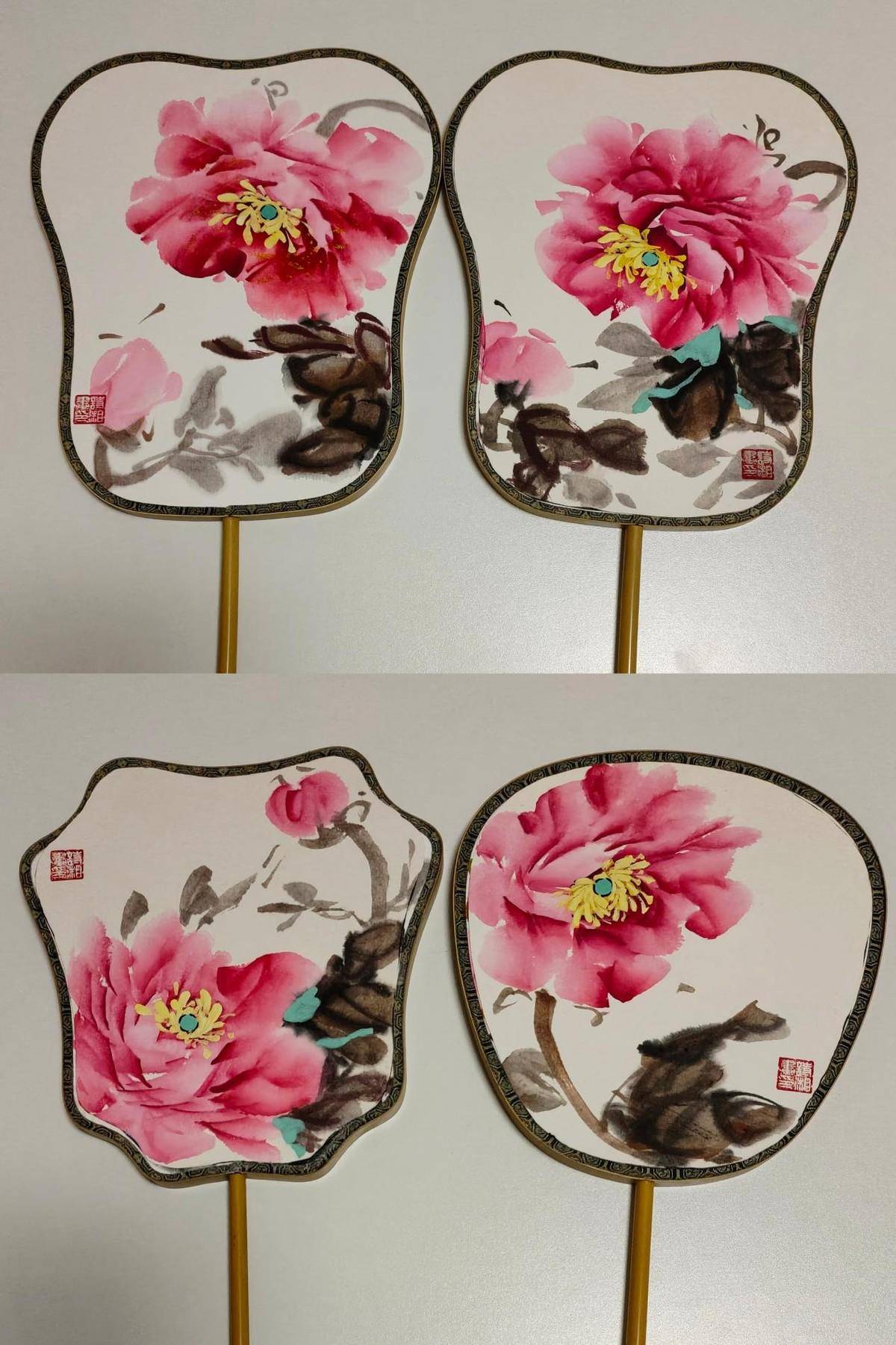 国家一级美术师诗湘:悟道艺术 传递美好_作品_牡丹_团扇