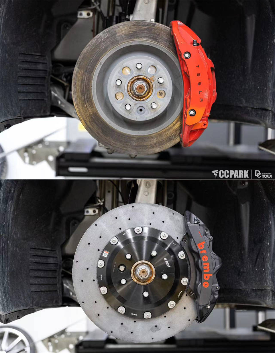 超级电炮!特斯拉model s plaid升级inspeed iscb碳陶刹车