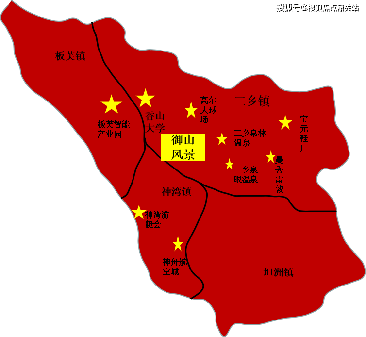 全國首個遊艇自由行試點碼頭,神灣約45分鐘船程直達澳門;神灣鎮:板芙