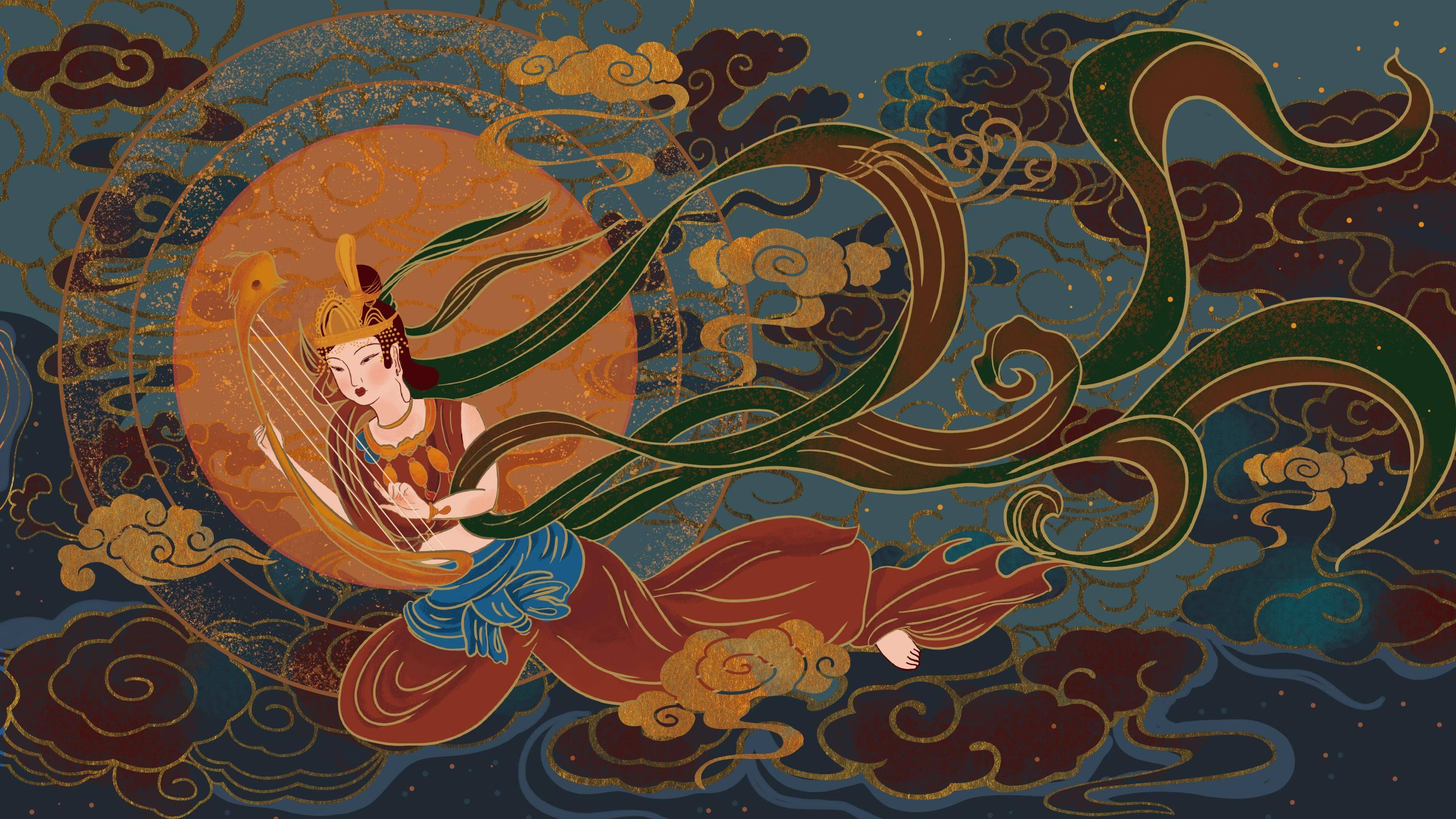 设计和打样经历了漫长而反复的过程金黄瓶身与敦煌元素相得应彰瓶身上