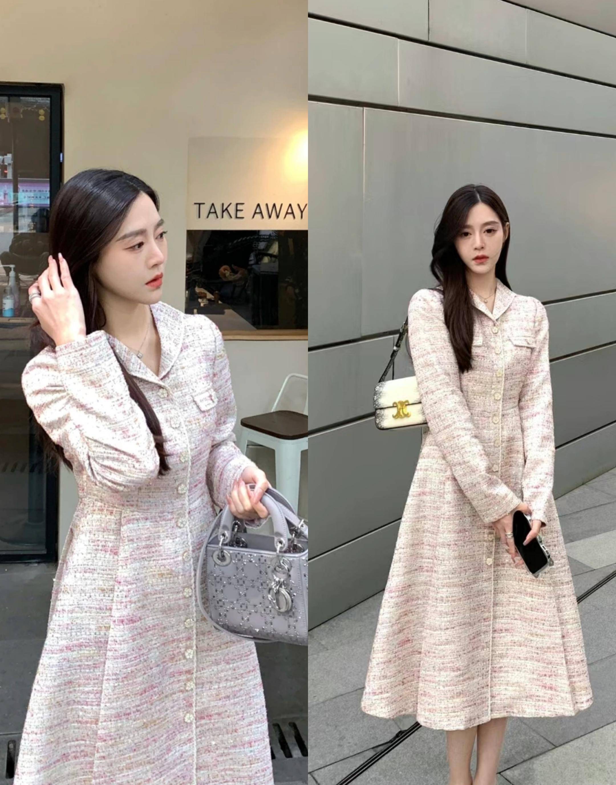 秋天长裙还是得选"小香风",上身唯美精奢又有女人味,谁穿谁美_裙子