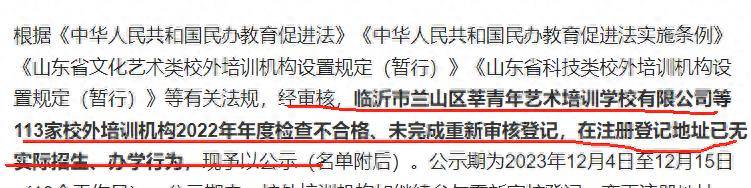 關門潮來了:一區113家藝術機構未完成複審登記擬終止運營_培訓學校