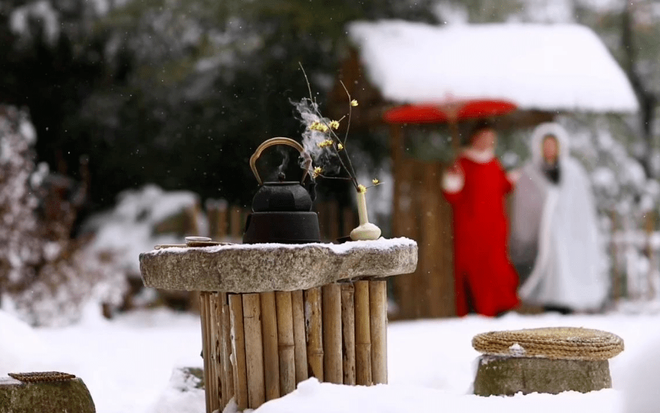 雪水烹茶图片