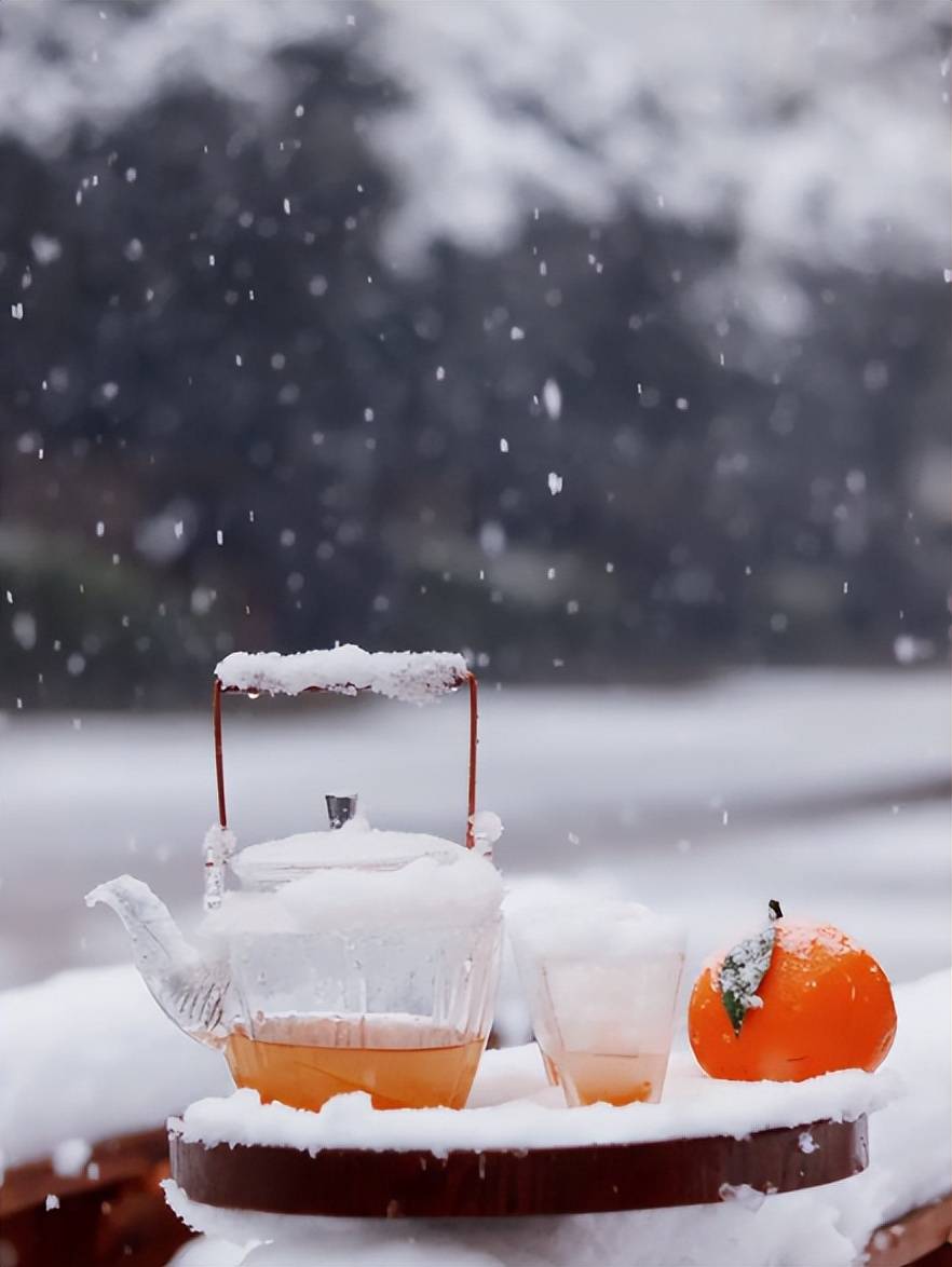 烹茶观雪图片