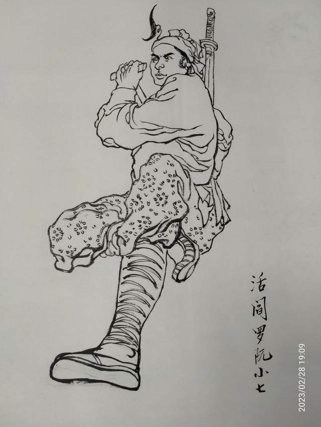 著名画家张敏——2024龙年元旦鉴藏推荐水浒白描人物作品鉴赏