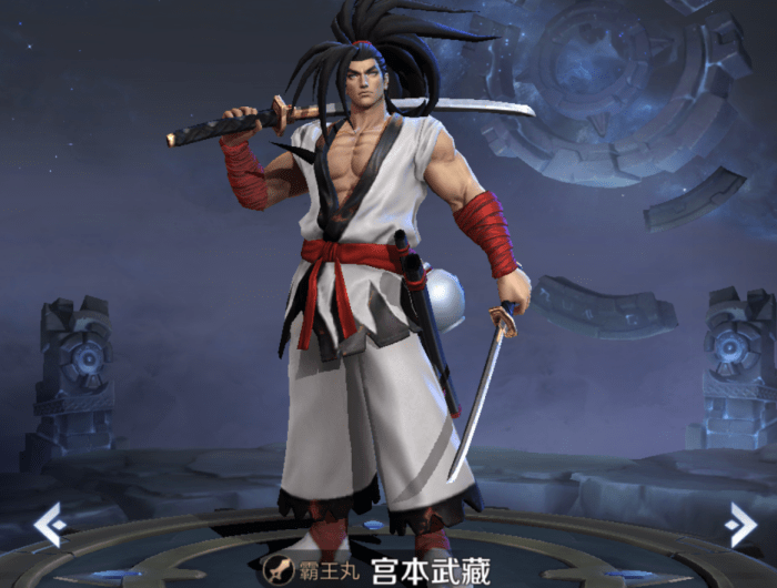 首先就是宫本武藏的霸王丸皮肤,这也是和snk的一款联名皮肤,在上架的