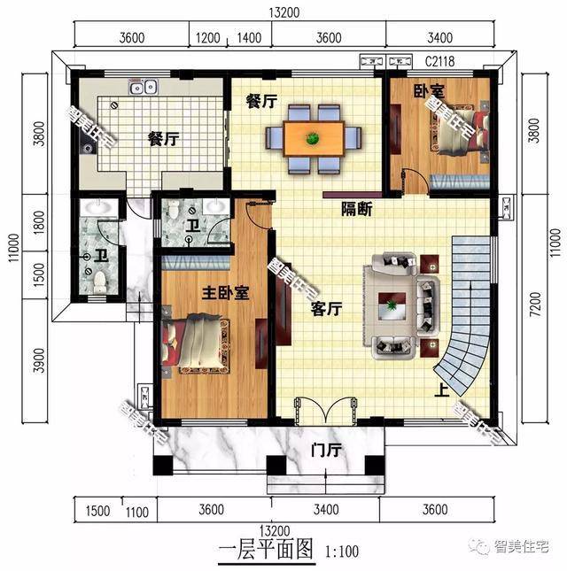 兩棟開間尺寸13米多的別墅客廳挑空設計第一棟造型很特別