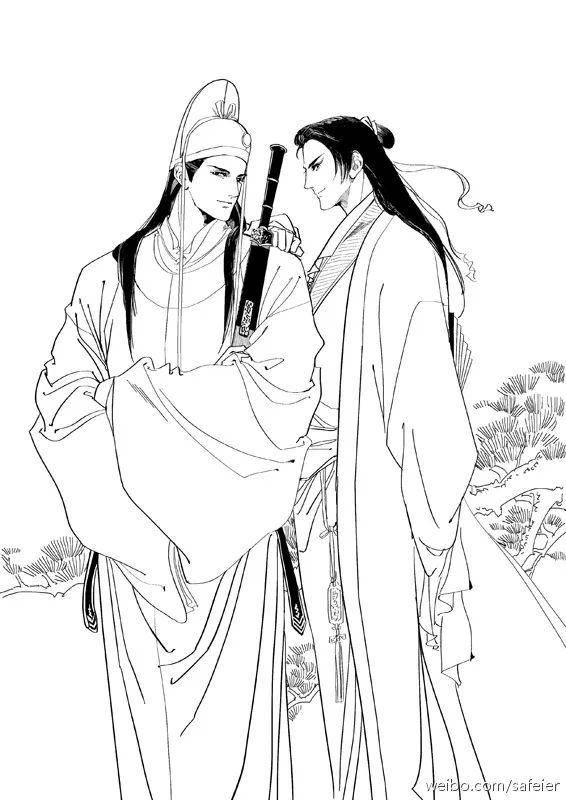 素材参考-【线稿】 中式古风人物角色线稿速写!