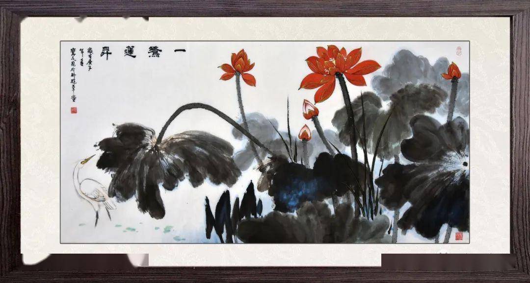 h02287-一鹭莲升-梁宝民-69×137cm