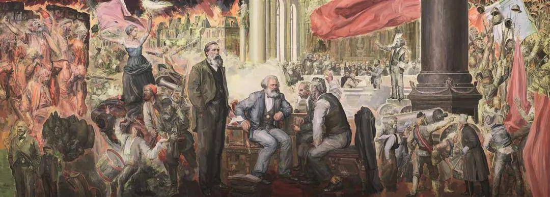 满腔热情支持巴黎公社布面油画250×700cm 2018年历史的星空——两弹