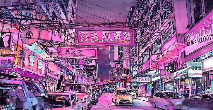 马克笔他把绚烂的城市表现得淋漓尽致